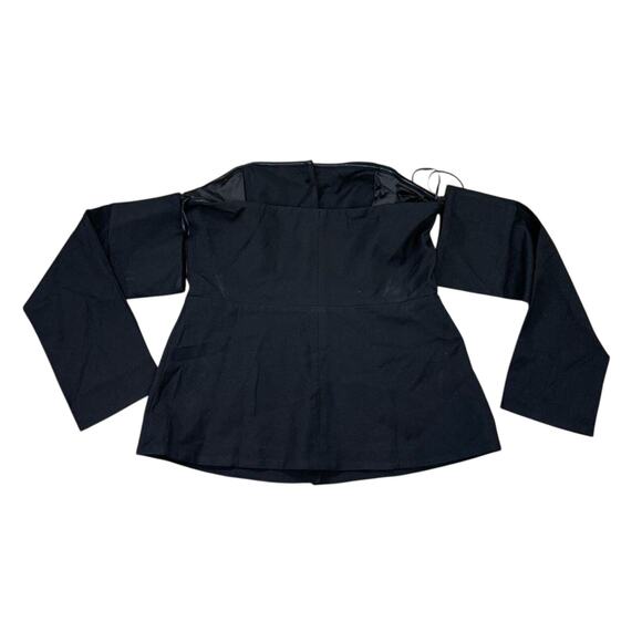 NWT Kianna Magelaki Abril Off Shoulder Black Button Blazer Top Women’s 10 - Picture 7 of 8